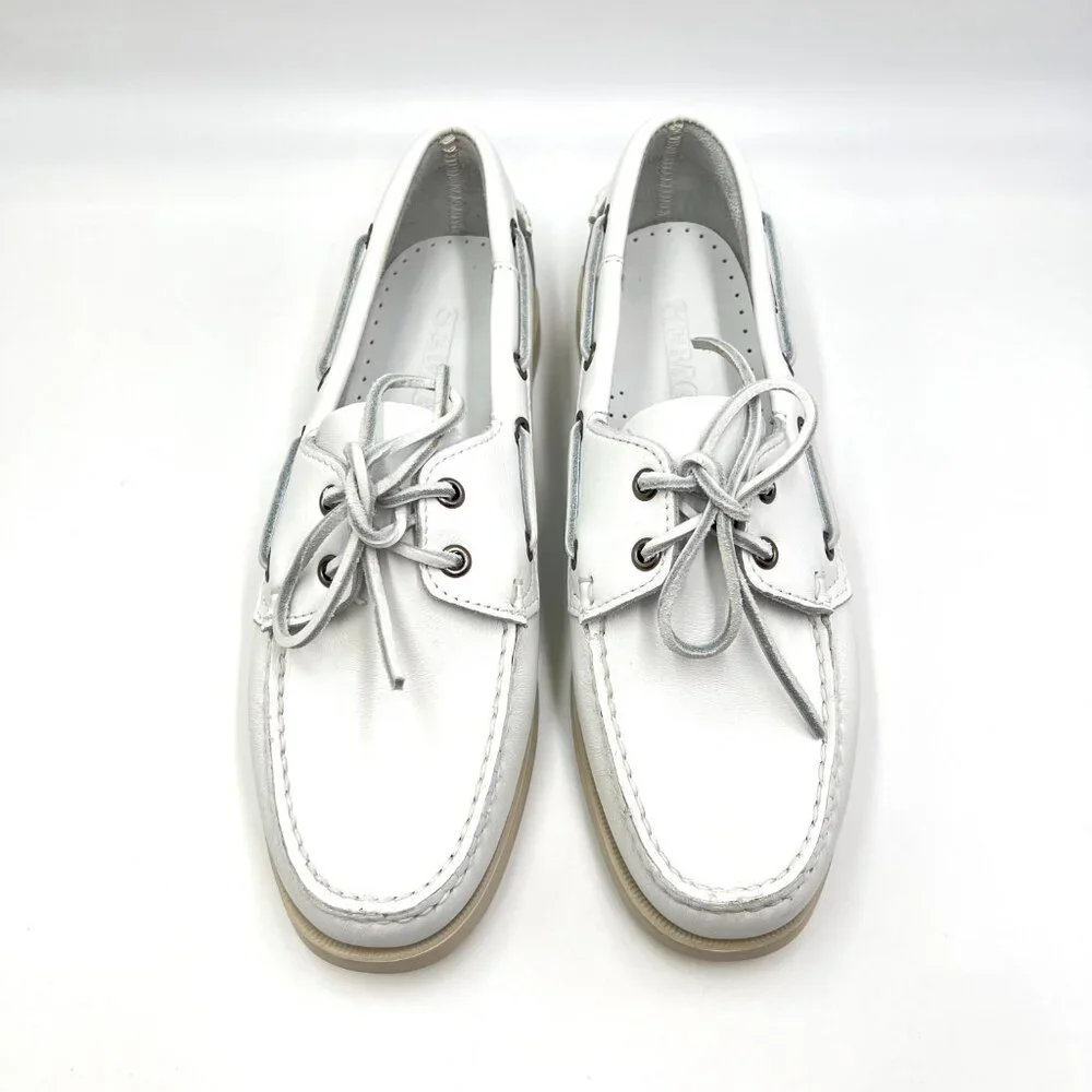 Sebago Docksides Portland Womens Size 10 White Leather‎ Boat Shoes Loafers